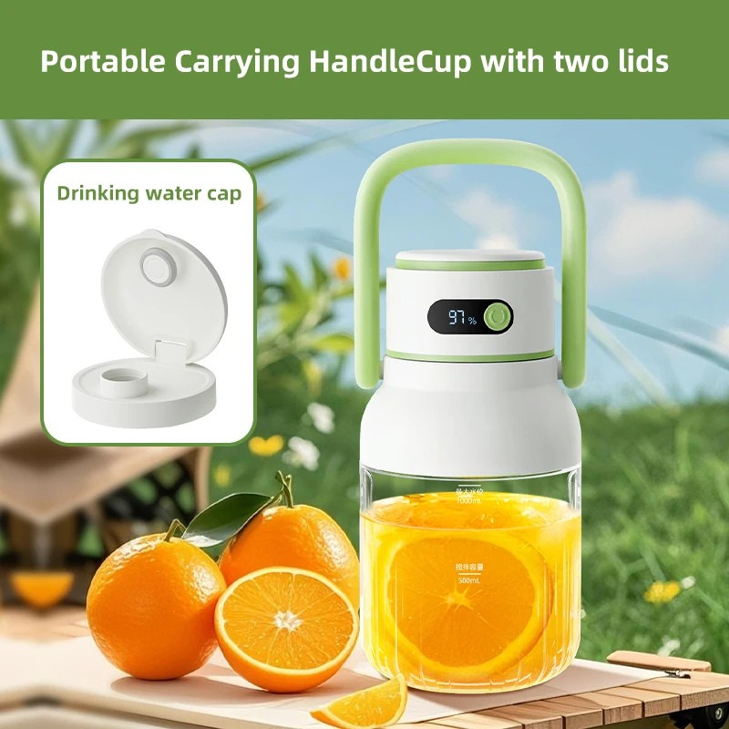 Portable Juicer Blender 500ml USB-C Rechargeable 18000RPM Fruit & Vegetable Juicer 33oz - Green