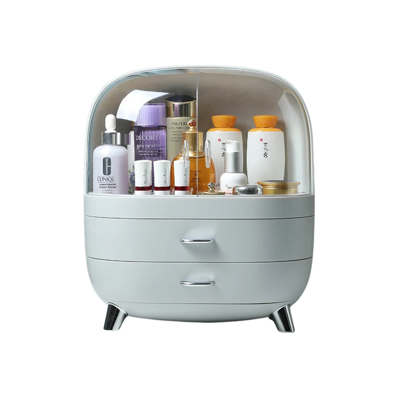 Large Makeup Storage Organizer Box with Drawers Cosmetic and Jewelry Desktop Container – Green