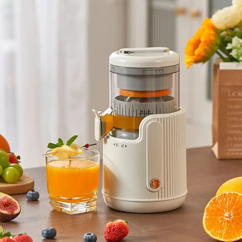 Electric Orange Juicer 50W Large Diameter Fruit Juicing Machine with Pulp Separator - White