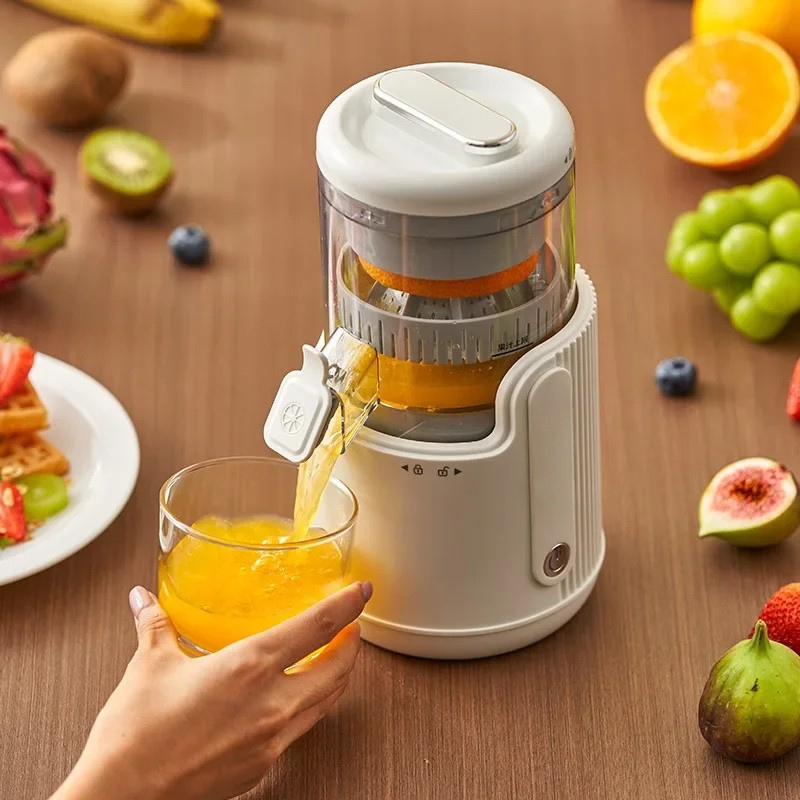 Electric Orange Juicer 50W Large Diameter Fruit Juicing Machine with Pulp Separator - White