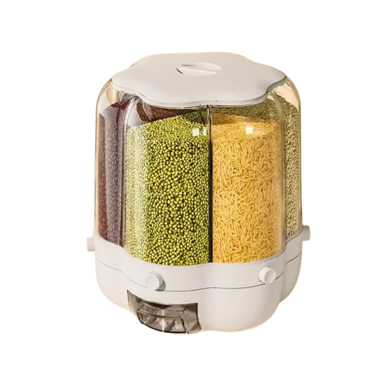 Rotating Grain Dispenser 9 kg Rice Cereal Storage Container 360° - Light Green
