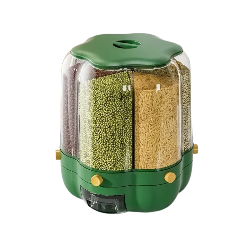 Rotating Grain Dispenser 9 kg Rice Cereal Storage Container 360° - Light Green