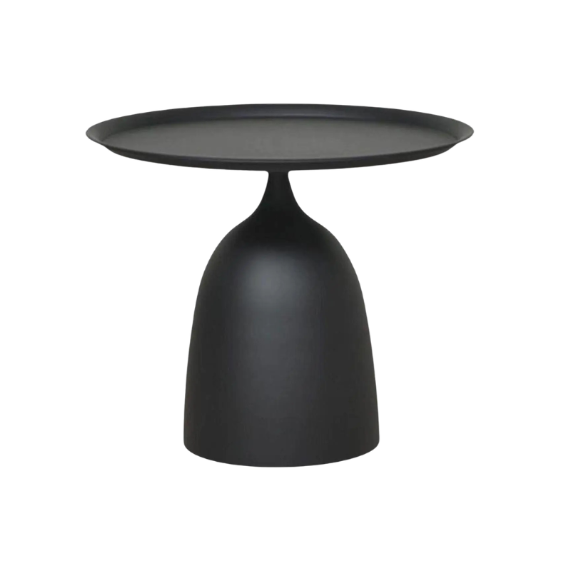 Small Round Metal Side Table 46cm Minimalist Pedestal Accent Table - Black