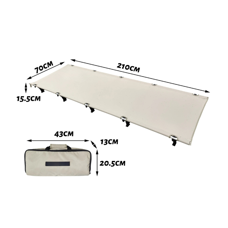 Camping Cot 70cm Wide Portable Folding Bed Ultralight Compact Tent Sleeping Cot - White