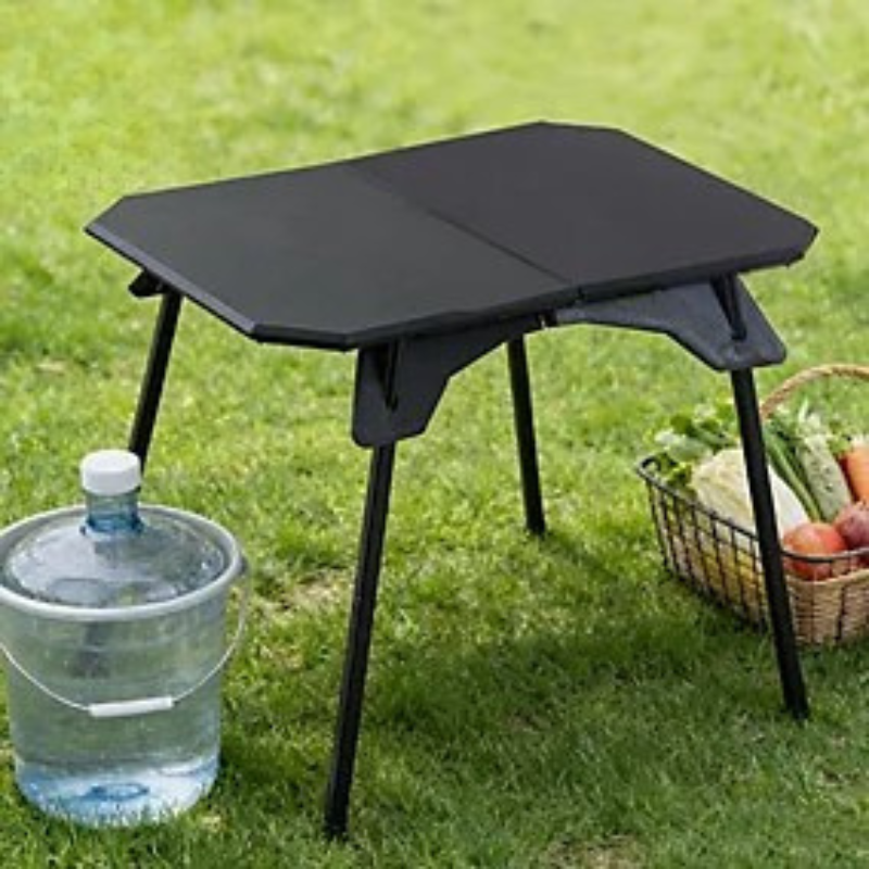 Outdoor Camping Table – Ultralight Dual-Purpose Folding Table – Portable Adjustable Table for Camping, Picnic, BBQ, Fishing – Black