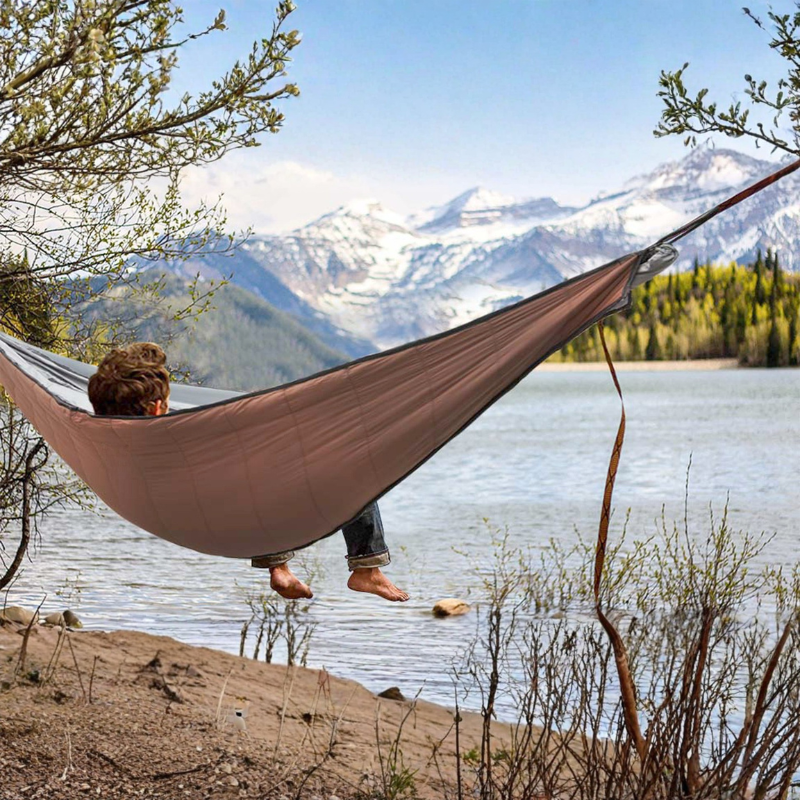 Portable Hammock Underquilt Winter Cold Weather Warm Under Quilt for Camping Hiking - Brown