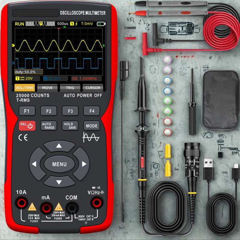 50MHz Handheld Digital Oscilloscope Multimeter – 3-in-1 Dual Channel Automotive Electrical Tester