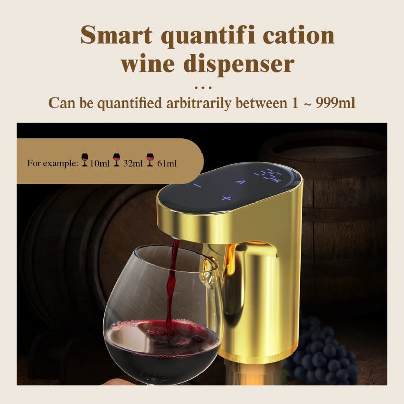 Smart Electric Digital Wine Dispenser for Over 100 Bottle Types with Type-C Recharg - Gold