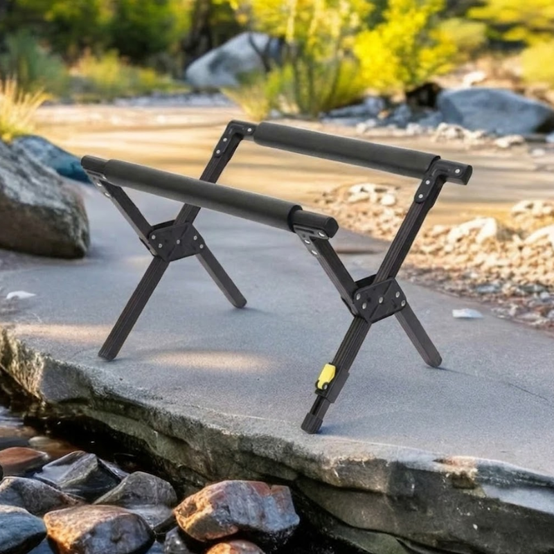 Folding Camping Cooler Rack Adjustable Aluminum Alloy Stand - Black
