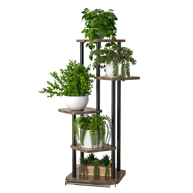 Wooden Plant Stand for Flowers – 5-Tier Indoor Flower Shelf – Multi-Layer Planter Rack – Black