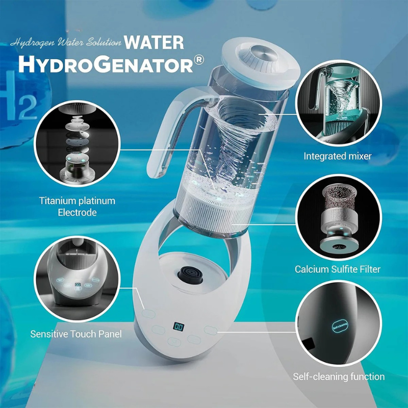 Hydrogen Water Pitcher Generator Bottle Kettle – PEM Technology – Balanced PH Water with Calcium Sulfite Filter