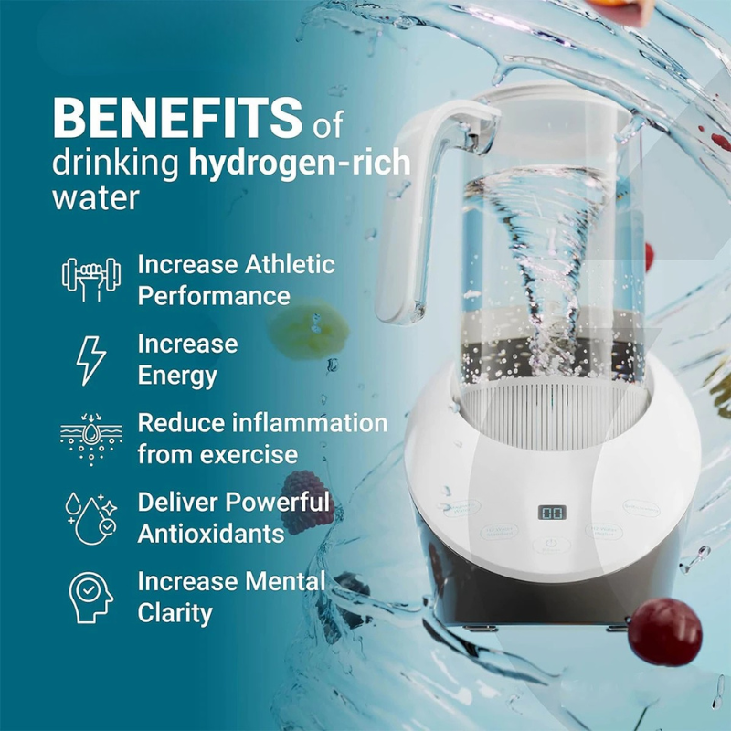 Hydrogen Water Pitcher Generator Bottle Kettle – PEM Technology – Balanced PH Water with Calcium Sulfite Filter