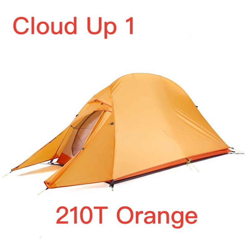 Ultralight 2 Person Camping Tent 20D Nylon Waterproof 4 Season Backpacking Tent - Orange