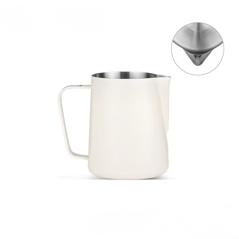 600ml Stainless Steel Milk Frothing Pitcher White Finish Latte Art Jug