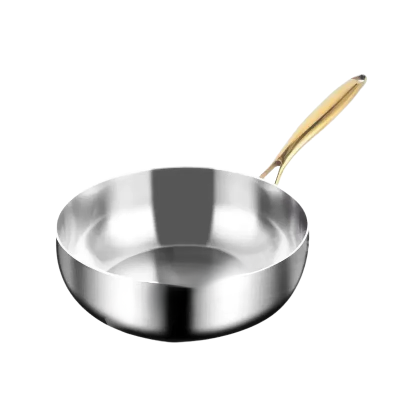 316 Stainless Steel Frying Pan – Deepened Uncoated Wok – 7-Ply Skillet – Gas & Induction Compatible – 22cm