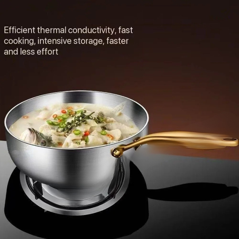 316 Stainless Steel Frying Pan – Deepened Uncoated Wok – 7-Ply Skillet – Gas & Induction Compatible – 24cm