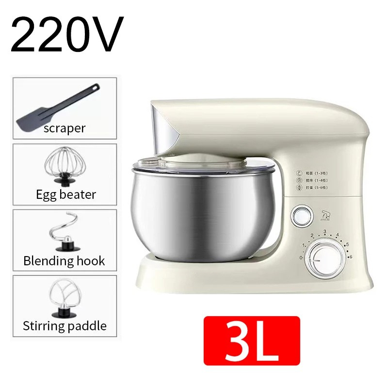 Multifunctional Stand Mixer 3L Egg Beater Dough Mixer Home Kitchen 600W - White
