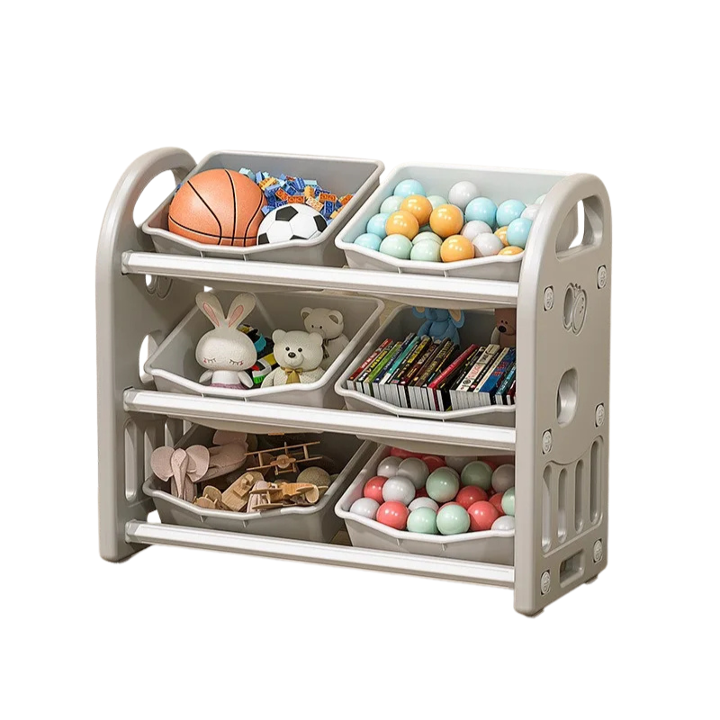 3-Tier Large Capacity Storage Cabinet Floor Standing Plastic Organiser - Grey