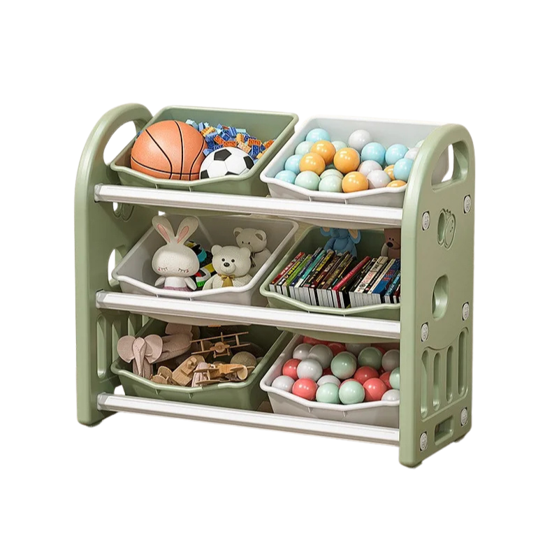 3-Tier Large Capacity Storage Cabinet Floor Standing Plastic Organiser - Green