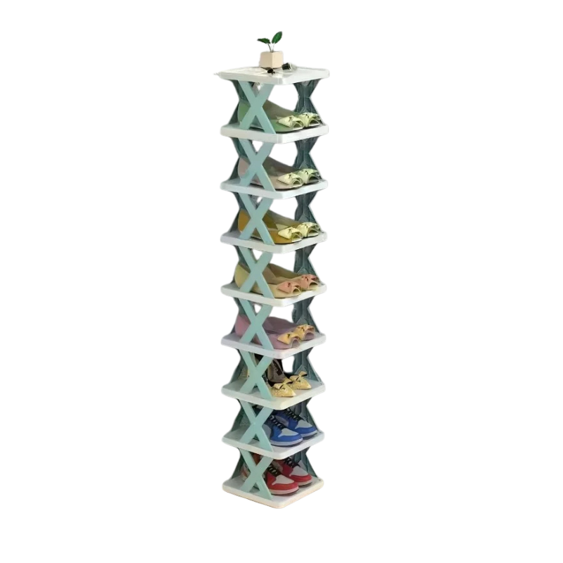 9-Tier Vertical Shoe Rack – Space-Saving Tall & Narrow Home Storage - Blue