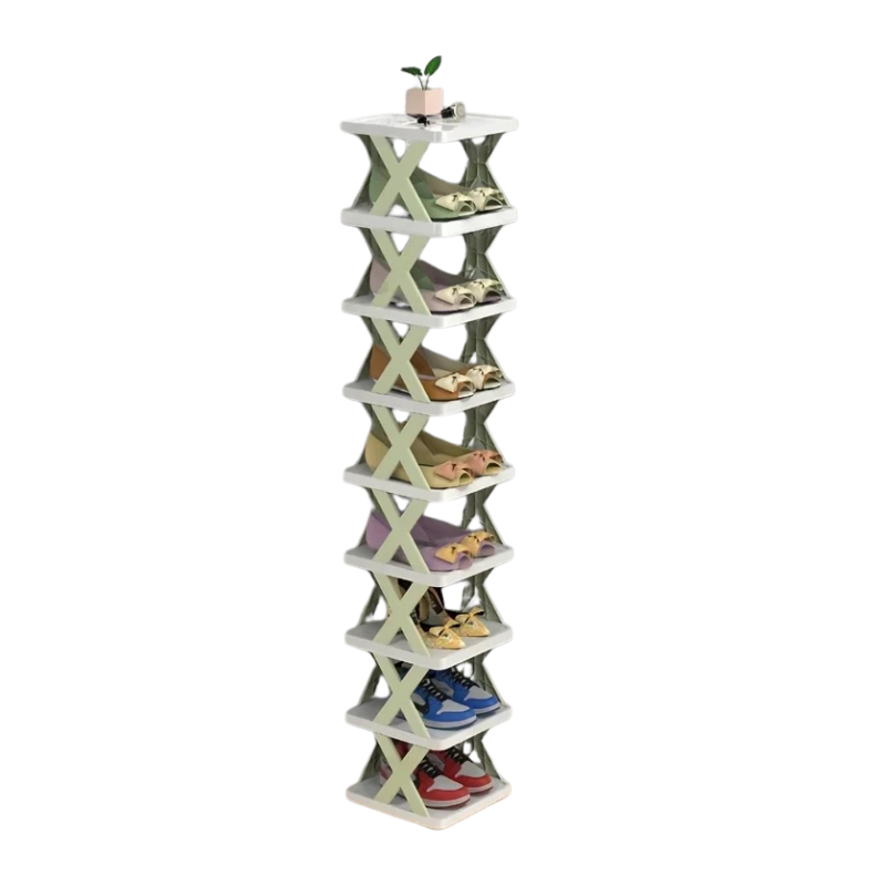 9-Tier Vertical Shoe Rack – Space-Saving Tall & Narrow Home Storage - Green