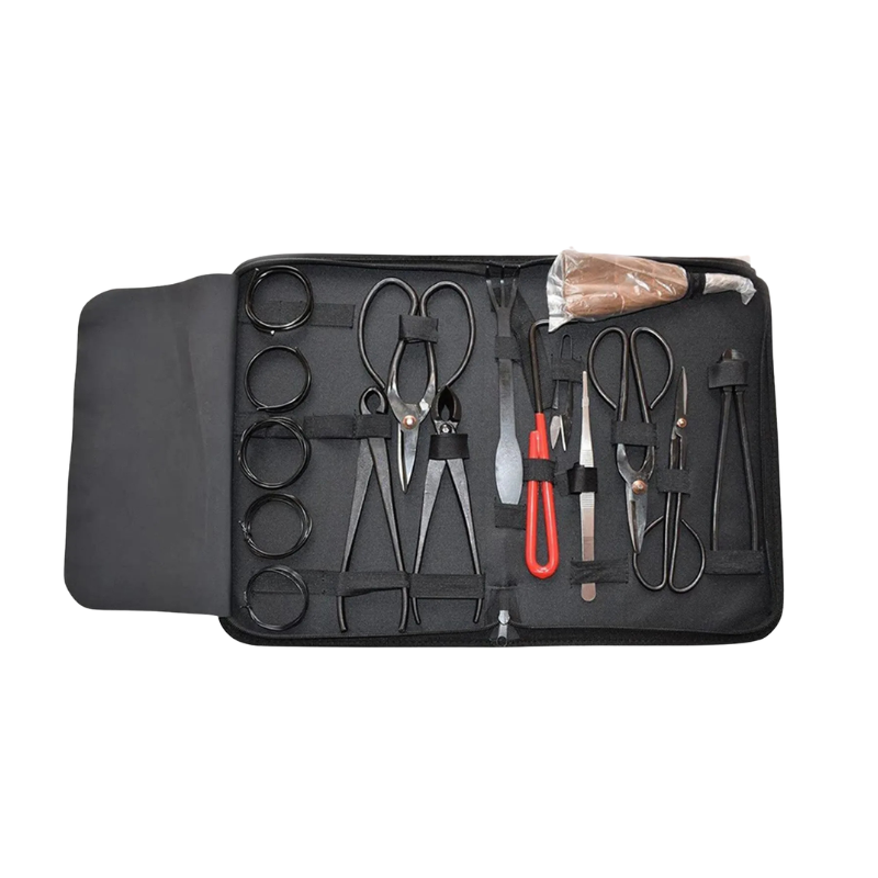 Bonsai Pruning Tool Set Heavy Duty 16 Piece Stainless Steel Gardening Shears Kit with Storage Case