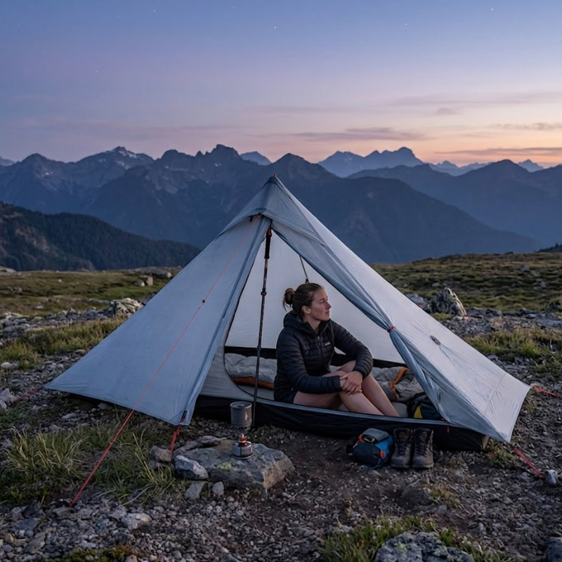 One Person Tent Ultralight 819 g Four Season Waterproof Trekking Tent - Grey