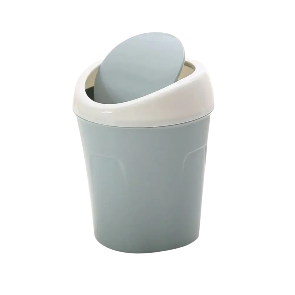 Mini Rubbish Bin Swing Lid Small Plastic Waste Bin for Bedroom & Office - Blue