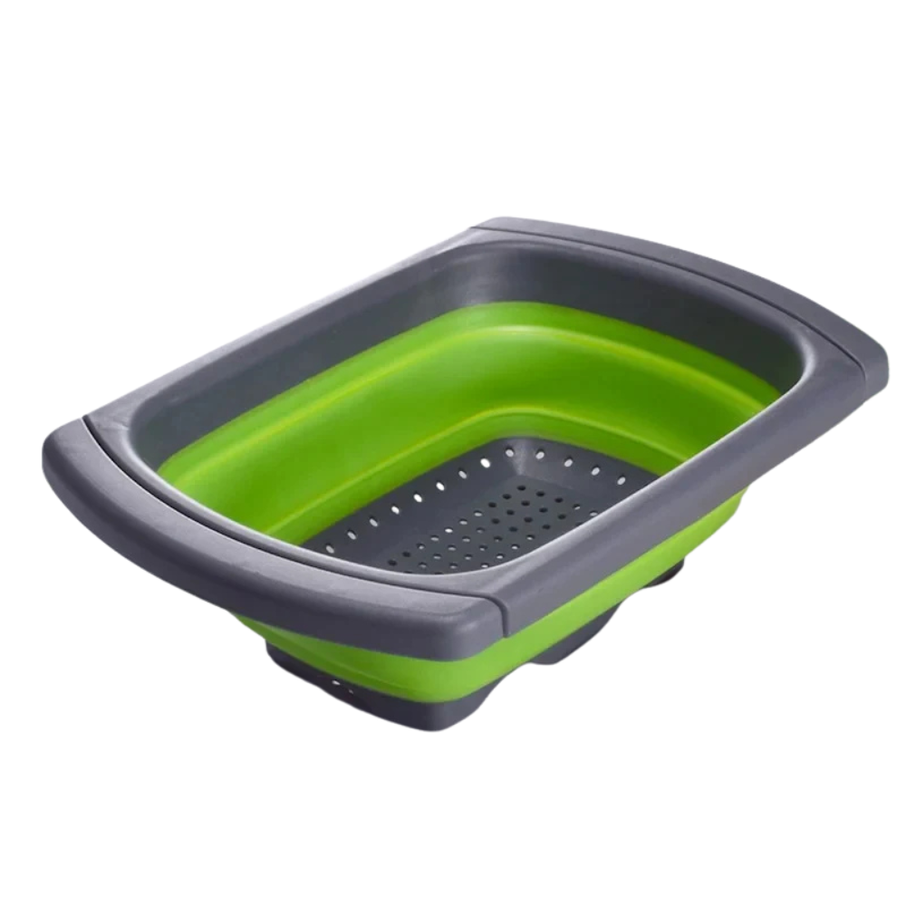 Retractable Folding Kitchen Colander Basket with Extended Handle – Green