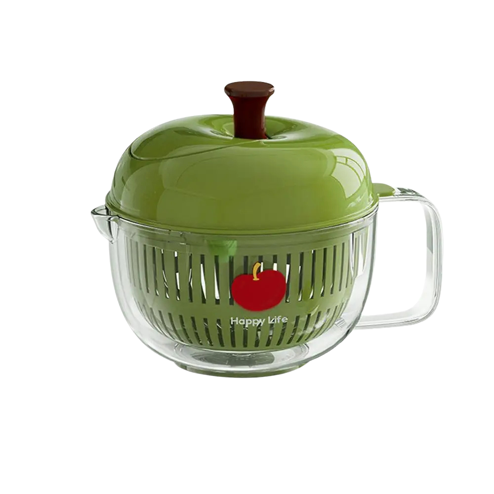 Fruit And Vegetable Washer 21cm Double Layer Hand Crank Salad Spinner - Green