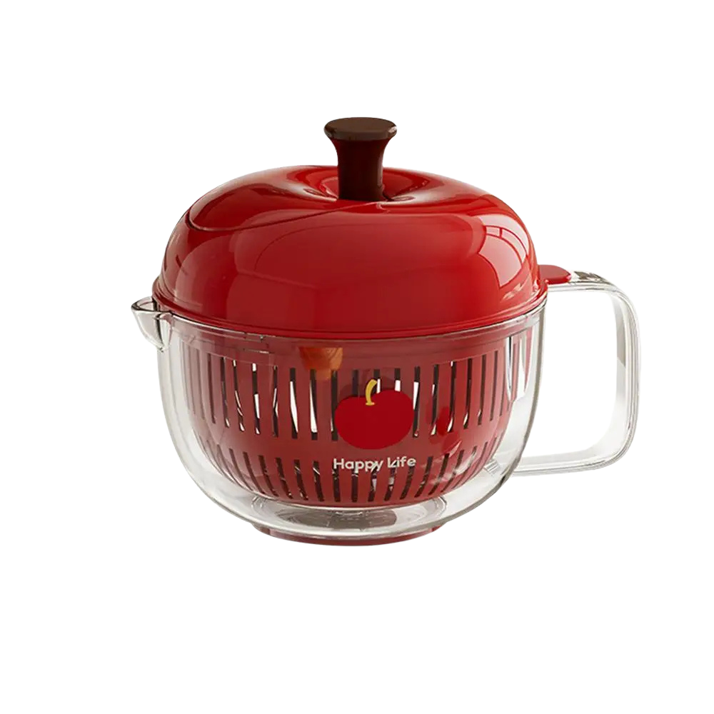 Fruit And Vegetable Washer 21cm Double Layer Hand Crank Salad Spinner - Red