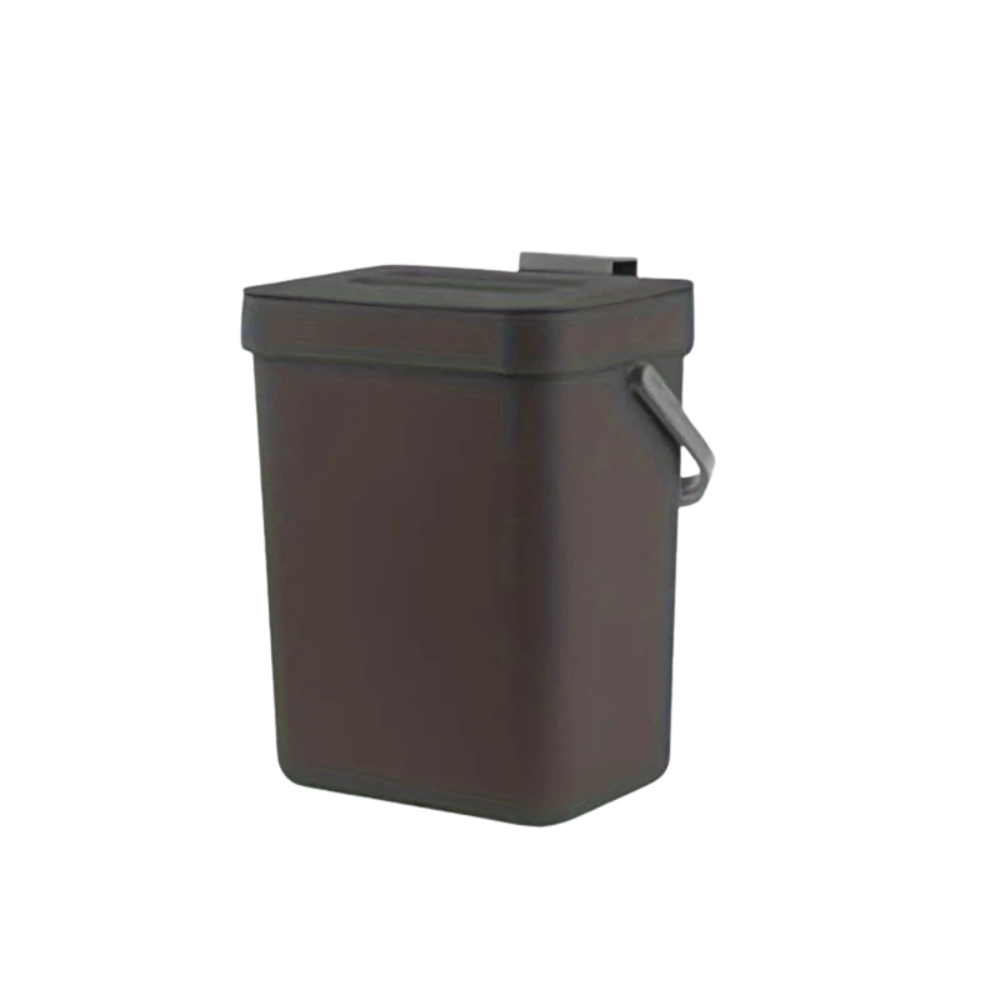 Rubbish Bin 5L Quiet Close Lid Small Rectangular Benchtop Waste Bin - Black