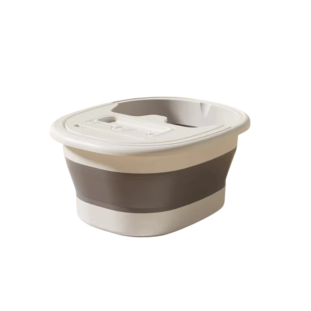 Portable Foldable Foot Bath Tub With Lid Plastic Foot Wash Basin - Grey