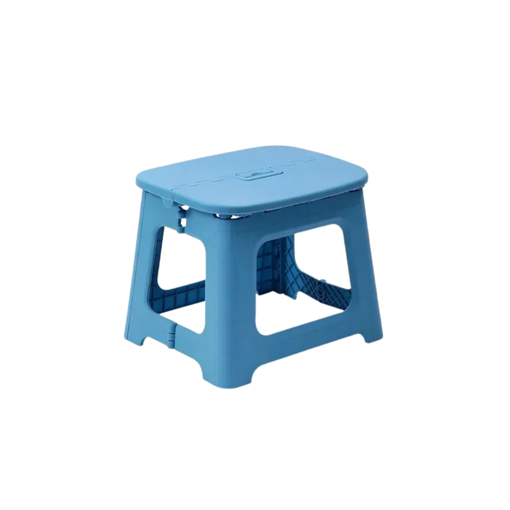 Foldable Plastic Stool Portable Lightweight Bathroom Camping Seat - Blue