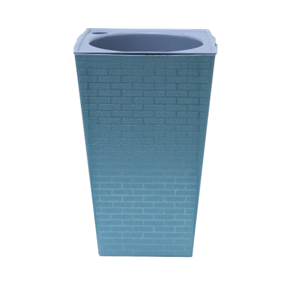 Brick Pattern Tall Flower Pot 27.2cm Plastic Planter With Self-Watering Cotton Rope – Silver