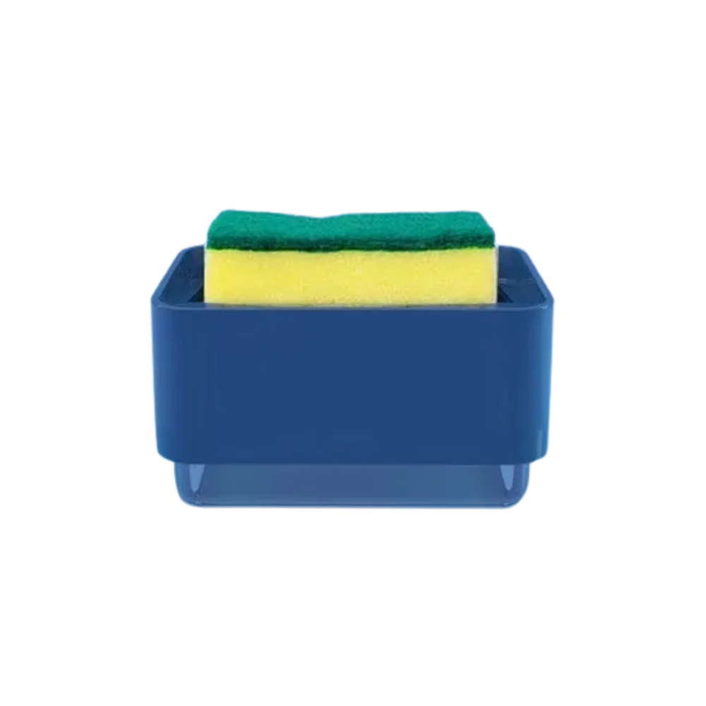 Dish Soap Dispenser 320mL with Sponge Holder Kitchen Sink Pump Caddy - Blue