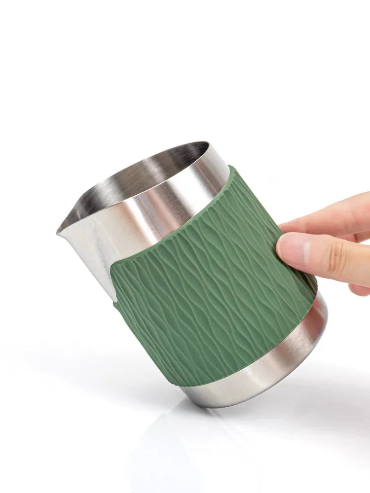 Espresso Milk Pitcher 500ml Handleless Stainless Steel Frothing Jug with Sharp Spout - Light Green
