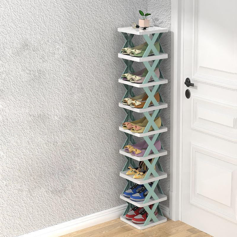 9-Tier Vertical Shoe Rack – Space-Saving Tall & Narrow Home Storage - Orange