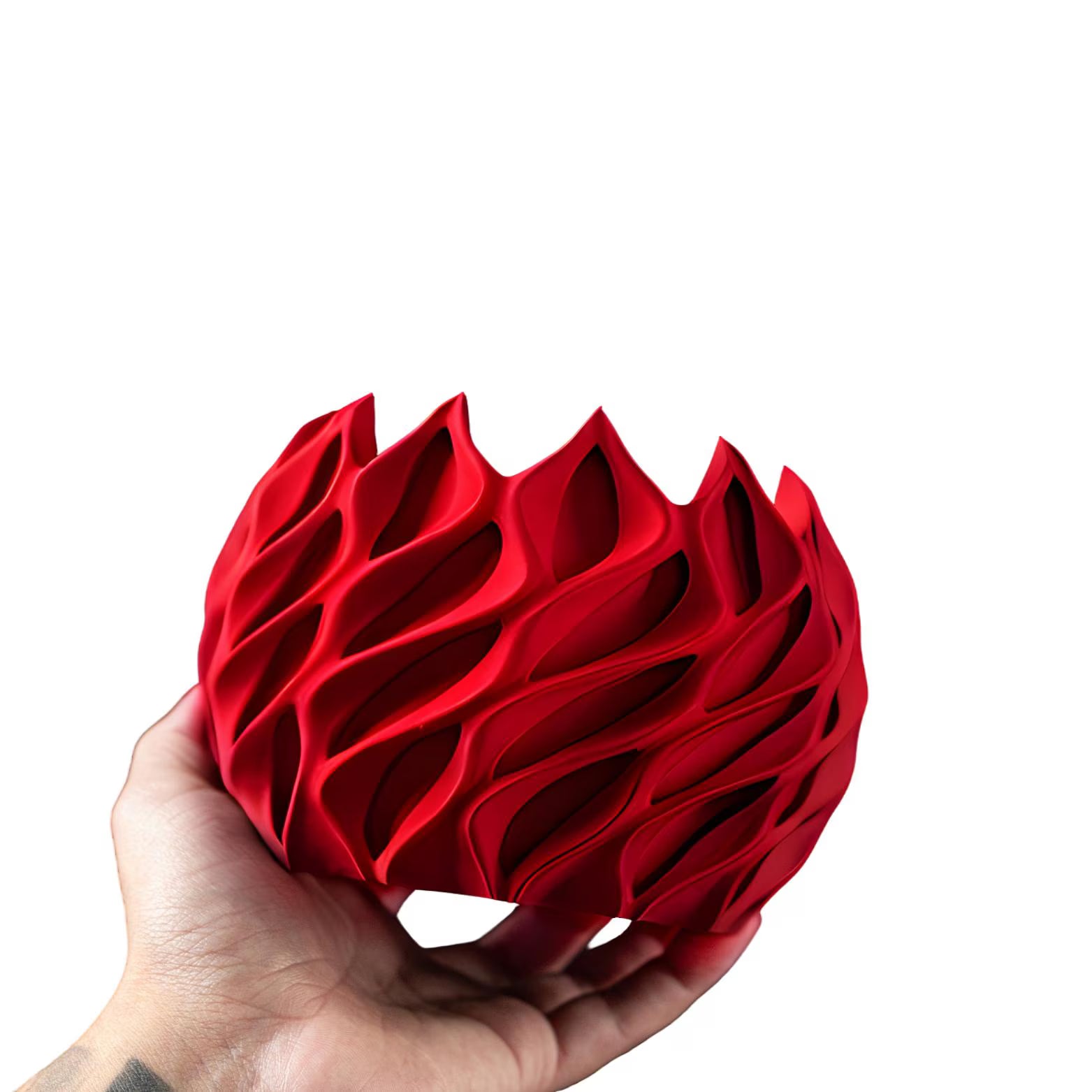 3D Printed Flower Pot – Modern Biodegradable Desktop Planter Matte Lava - Red