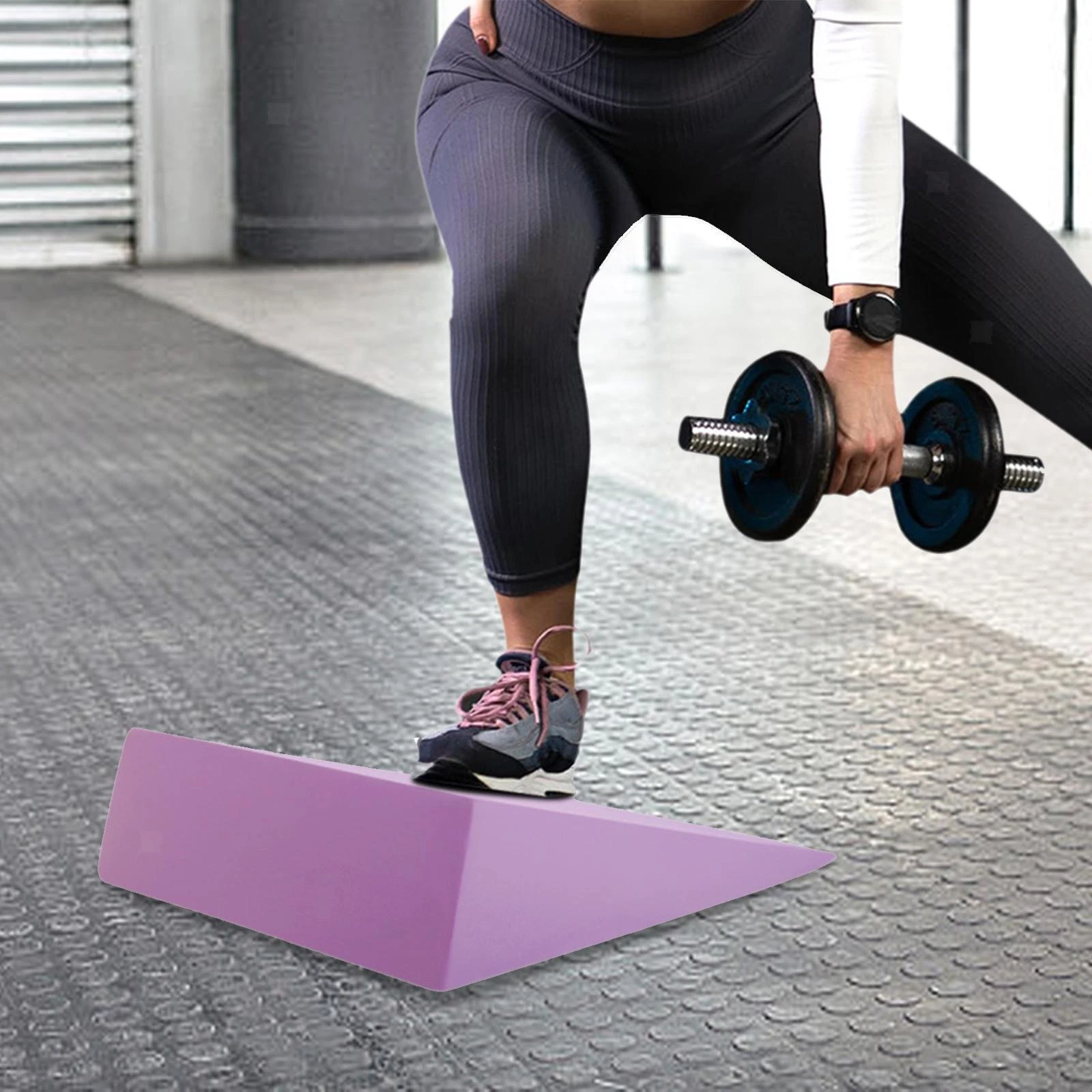 Squat Wedge Block Non Slip EVA Slant Board 32.5x30x9cm Portable Calf Stretch and Balance Trainer - Purple