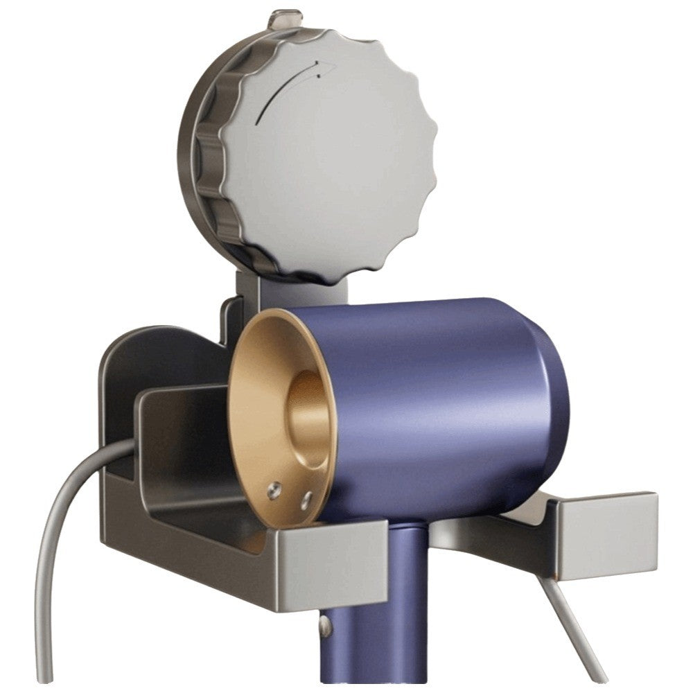 Modern Suction Cup Hair Dryer Holder Wall Mounted No Drill Bathroom Storage Rack – Gray